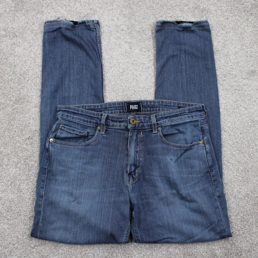 PAIGE Federal Jeans Mens 33 Blue 5-Pocket‎ Rayon/Cotton Stretch w/ 30" inseam
